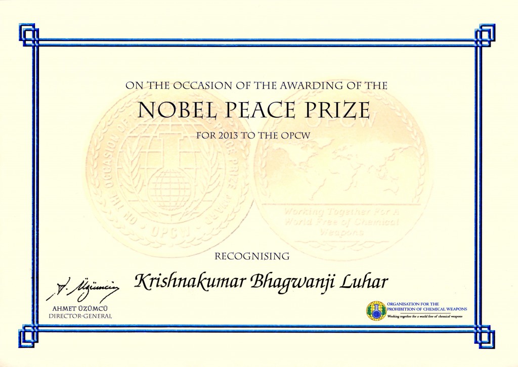 Nobel Peace Certificate