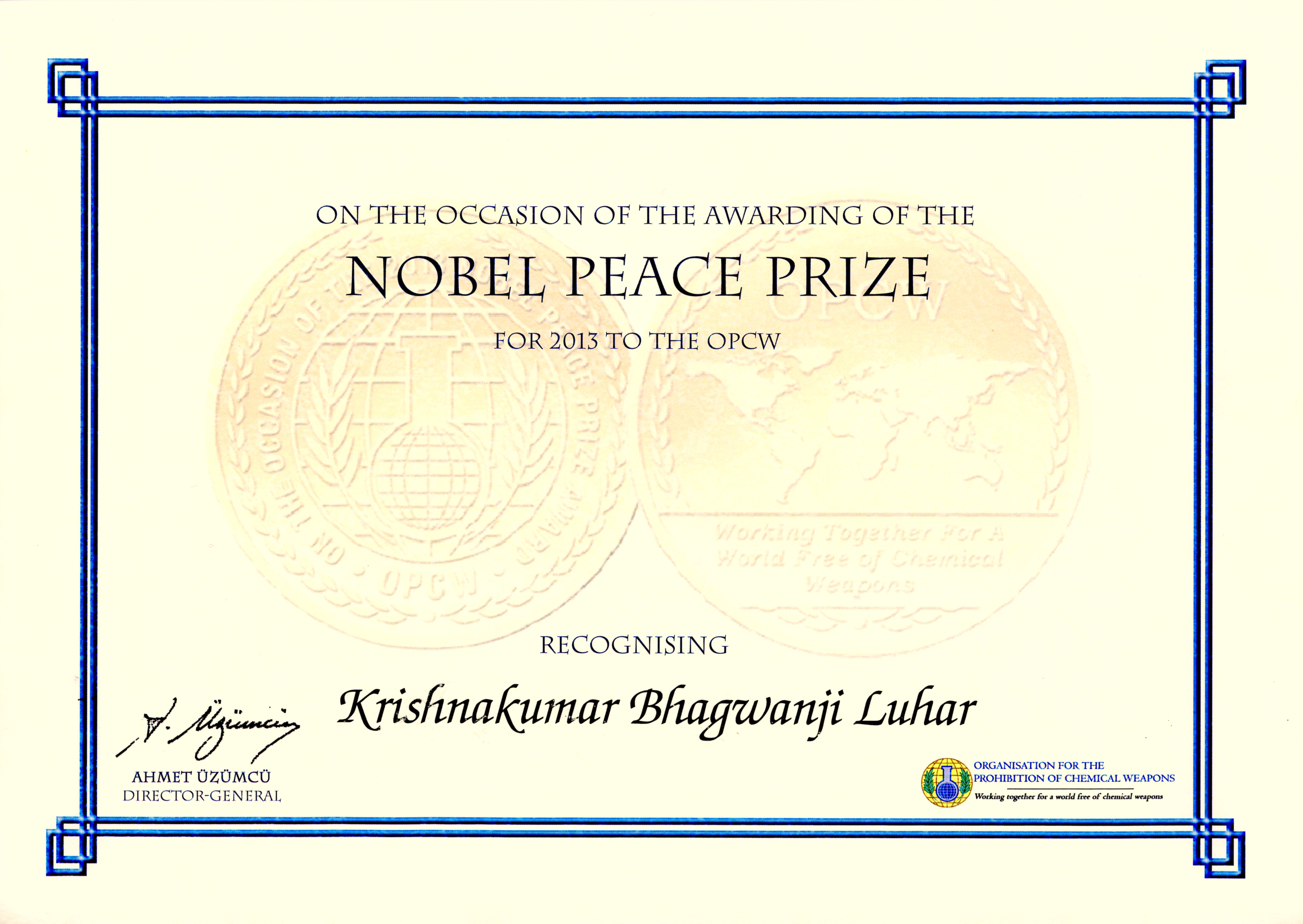 nobel peace prize certificate